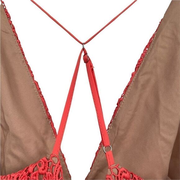 NWT Stylestalker Amelie Crochet Overlay Mini Dress in Melon Xsmall - Picture 4 of 12